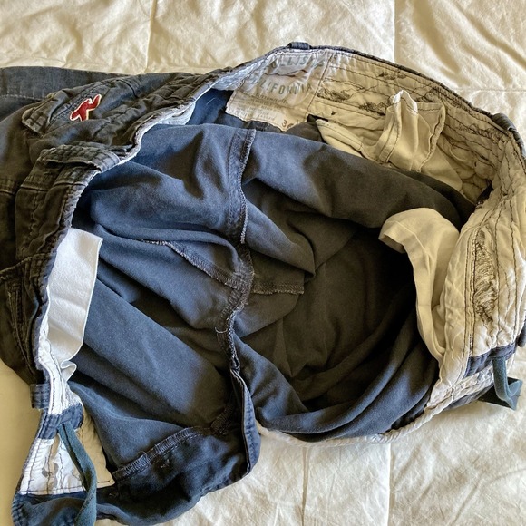 Vtg Y2K Hollister Shorts Mens 36(38) Button Fly Drawstring Cotton Gray Palm Tree - Picture 9 of 14